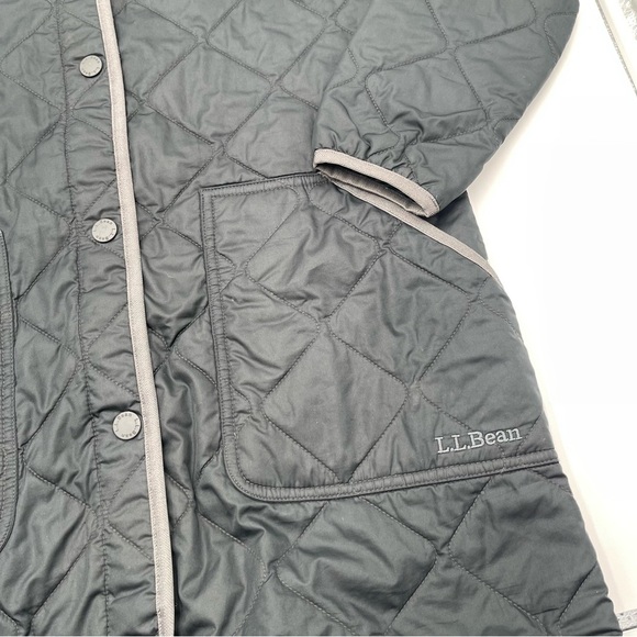 LL Bean Lightweight Quilted Chore Coat Women Small Black Jacket Barn Utility - Picture 9 of 15